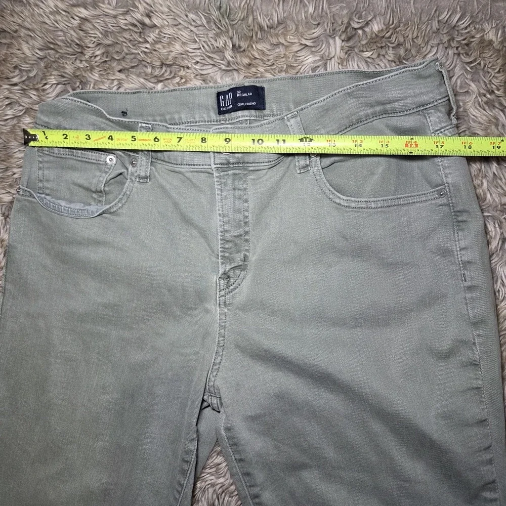 GAP Girlfriend Jeans Women's‎ 32 Regular Green Stretch Denim Mid Rise Straight
